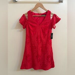 Guess Red Lace Mini Dress